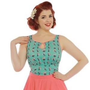 NWOT Lindy Bop Raining Cats Sleeveless Top